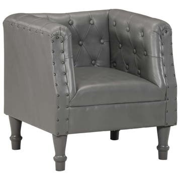 vidaXL Fauteuil echt leer grijs, Verzenden, Nieuw