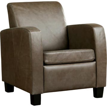 Leren fauteuil Joy - Granada Ash (grijs/bruin) - Poten hout, Nieuw, Ophalen of Verzenden, Eigentijds, Klassiek, Modern, 50 tot 75 cm