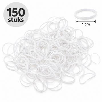 Haarelastiekjes Mini - 1cm - Wit - 150 Stuks, Nieuw