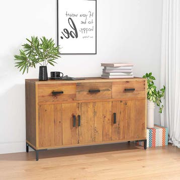 vidaXL Dressoir 110x35x70 cm massief grenenhout bruin, 100 tot 150 cm, Verzenden, Nieuw, Grenenhout