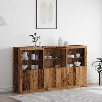 vidaXL LED Sideboard Oud hout 181,5 x 37 x 100 cm Bewerkt, Minder dan 50 cm, Verzenden, 100 tot 150 cm, Nieuw