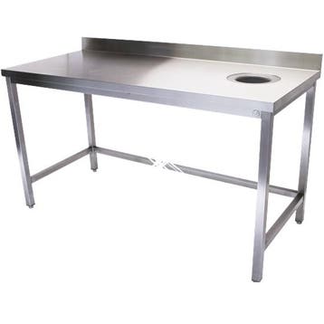 Rvs werktafel met afvalgat en rand 1400x700x900 mm, Verzenden, Nieuw in verpakking
