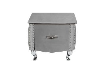 Elegant nachtkastje EXTRAVAGANCIA 47cm zilvergrijs fluwelen, Ophalen of Verzenden, Nieuw