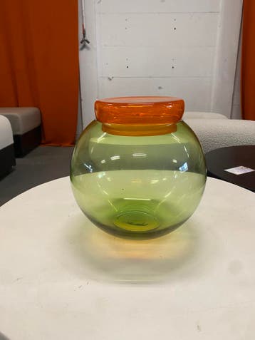 Polspotten Bloated Caps And Jars Voorraadpot Groen-oranje -, Ophalen of Verzenden, Zo goed als nieuw, Groen, Glas
