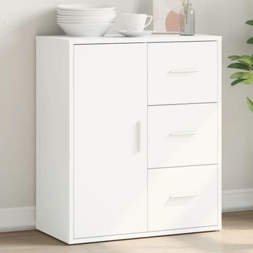 vidaXL Dressoir 60x31x70 cm bewerkt hout wit, Verzenden, Nieuw, Overige houtsoorten, Minder dan 50 cm
