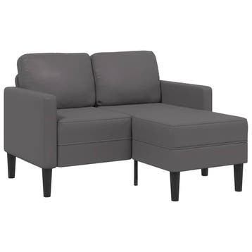 vidaXL 2-zitsbank met chaise longue, L-vormig, grijs, 125, Verzenden, Nieuw, Tweepersoons, Leer