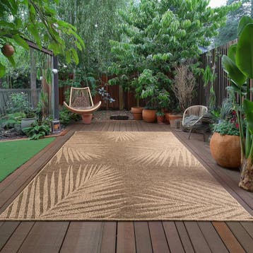 Buitenkleed | Timber | Palmbladeren | Bruin | 240x340 cm, Verzenden, Nieuw