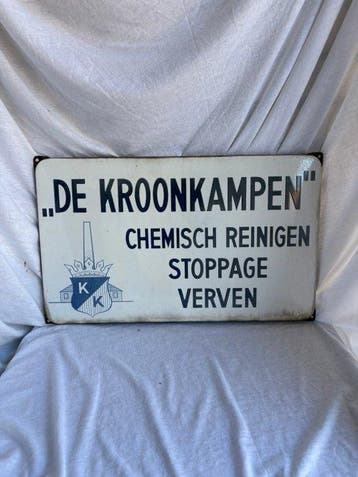 De Kroonkampen – Groot Emaille Reclamebord – Chemisch, Antiek en Kunst