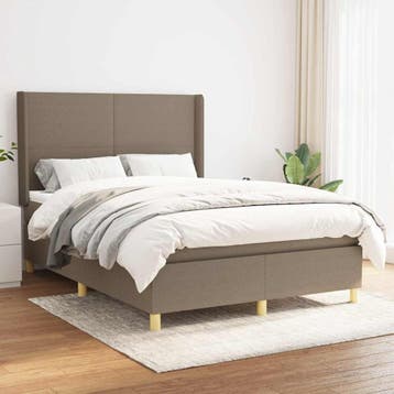 vidaXL Boxspring met matras stof taupe 140x200 cm, Verzenden, 140 cm, 200 cm, Stof