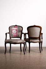 GpuntoStudio - Fauteuil (2) - Stoffa, Hout - 20e eeuw, Louis