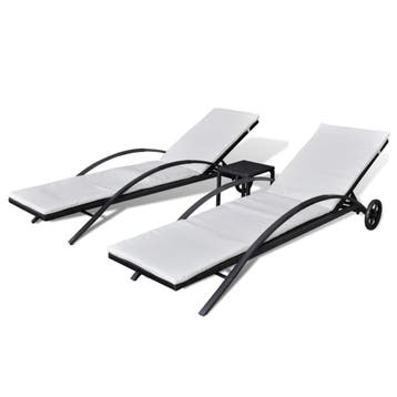 Luxe Ligstoel Set Met Tafel | Laatste Stuk! | 35% Korting, 2 zitplaatsen, Bijzettafel, Ophalen of Verzenden, Zo goed als nieuw
