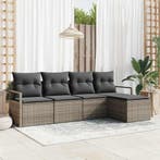 vidaXL Bankstel 5 pcs Grijs poly rattan, Verzenden, Nieuw, Rotan