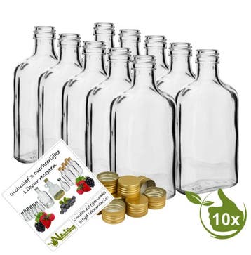 Glazenflesjes Drupke 200ml (10 stuks), Glas, Goud, Nieuw, Ophalen of Verzenden