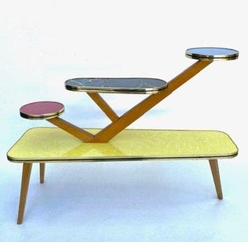 Bijzettafel - Formica - Grote multikleurige plantenstandaard, Antiek en Kunst