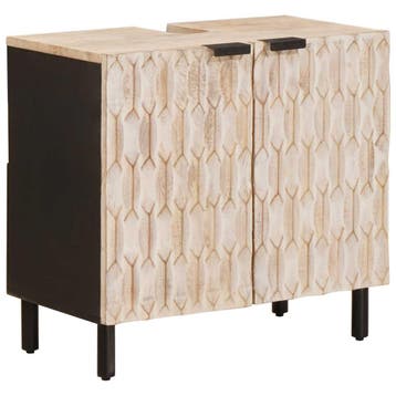 vidaXL Badkamer wastafelkast Wit 62 x 33 x 58 cm Massief, Verzenden, Nieuw, Wastafelkast