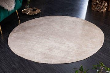Vintage tapijt MODERN ART 150cm beige gewassen rond used, Ophalen of Verzenden, Nieuw
