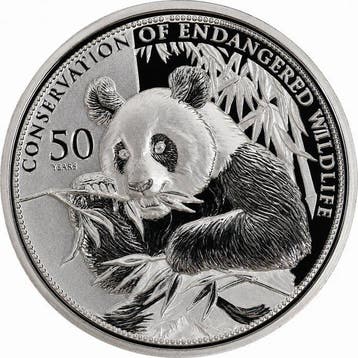 Afrikaanse olifant & reu panda. Silver Plated Medal 2023 /
