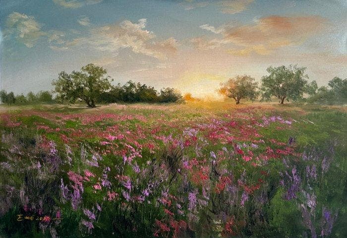 Emre Kinali - Golden Horizon, Antiek en Kunst, Kunst | Schilderijen | Modern