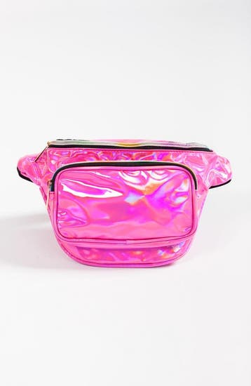 KIMU® Holografische Heuptas Roze Fanny Pack 3 Vakken Zwarte, Ophalen of Verzenden, Nieuw, Overige kleuren, Overige typen