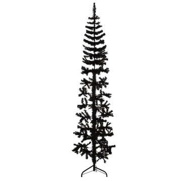 vidaXL Kunstkerstboom half met standaard smal 240 cm zwart, Verzenden, Nieuw