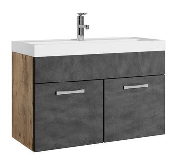 Badkamermeubel Set Paso 01 80 x 40 cm Kastanje Grijs, Verzenden, Nieuw, Wastafelkast