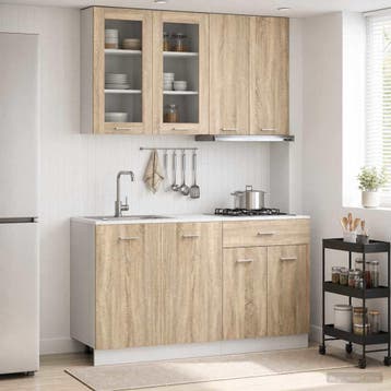 vidaXL Keukenblok LYON 4 st Sonoma Eiken Bewerkt hout, Verzenden, Nieuw, Bruin