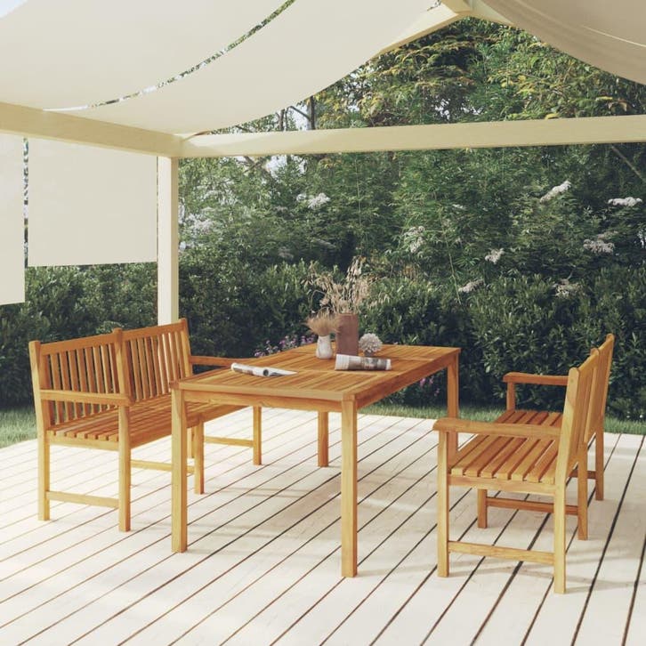 vidaXL 3-delige Tuinset massief teakhout, Tuin en Terras, Tuinsets en Loungesets, Tuinset, Nieuw, Teakhout, Verzenden
