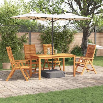 vidaXL Tuin eettafelset 5 st Bruin Massief Acaciahout, Verzenden, Nieuw, 5 zitplaatsen