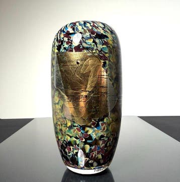Maxence Parot - Vaas - Unieke vaas met opaline kleuren in