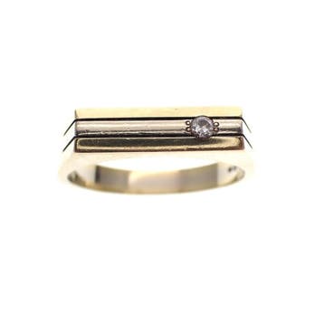 Bicolor gouden ring gezet met zirconia, Gebruikt, 20 of groter, Heer, Ophalen of Verzenden