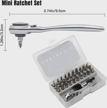32-delige Mini Ratel Sleutel Set met 1/4" Bit, 72T, Magnetis, Verzenden, Nieuw