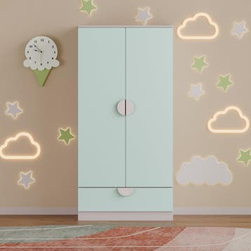 Kinderkast Sandnes kledingkast 123x60x40 cm wit en mintgroen, Verzenden, Nieuw