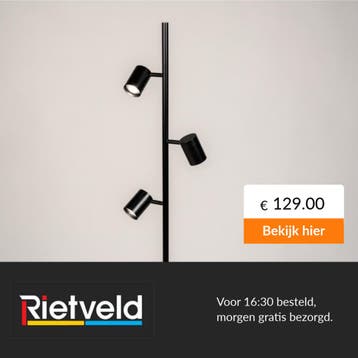Rietveld-Vloerlampen-Zwart-Metaal, Aluminium, Verzenden, Nieuw