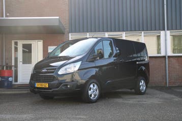 Ford Transit Custom 290 2.0 TDCI 131PK L1H1 Limited DC / Tre, Stof, Gebruikt, Euro 6, Zwart