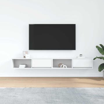 vidaXL Tv-meubelen 2 st 100x31x25,5 cm bewerkt hout wit, Minder dan 50 cm, Verzenden, Nieuw, Minder dan 100 cm