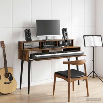 vidaXL studiobureau Gerookt eiken 152 x 42,5 x 36 cm Bewerkt, Verzenden, Nieuw