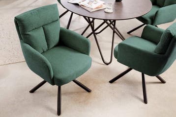 Draaibare retro stoel BIG GEORGE groen met armleuningen en, Ophalen of Verzenden, Nieuw