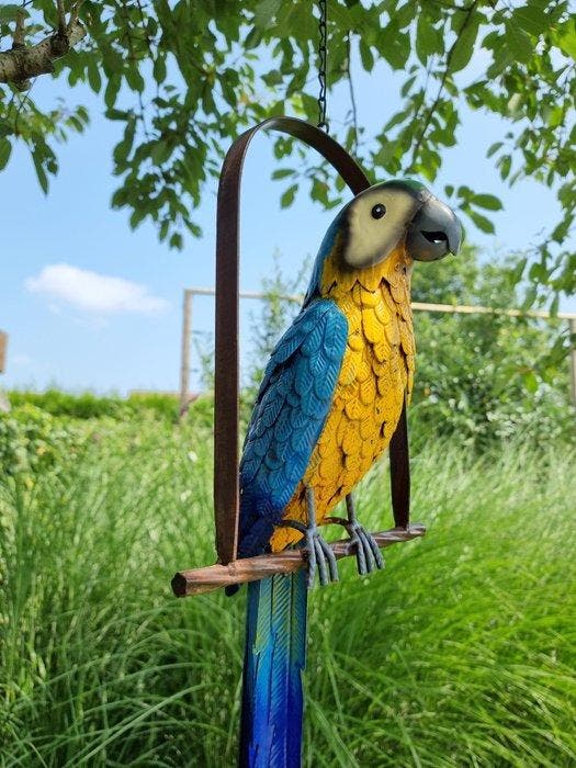 Papegaai op schommel - Beeldje - Parrot on Swing - Metaal, Antiek en Kunst, Kunst | Designobjecten