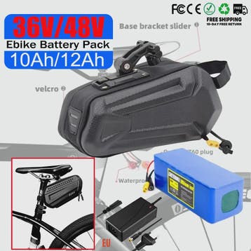 Waterproof E-bike Batterij Pack 36V/48V 10Ah/12Ah Li-ion met, Verzenden, Nieuw