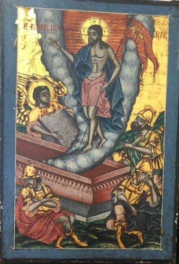 Icoon - Opstanding van Christus - Hout, Antiek en Kunst