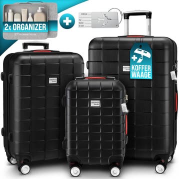 Reiskoffers 3-delige Exopack Zwart ABS toebehoren, Verzenden, Nieuw