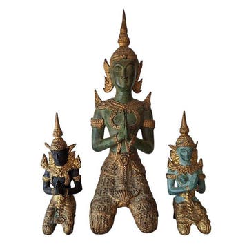 Beeldje - Thaise Thepphanom tempelwachters (3) - Gepatineerd