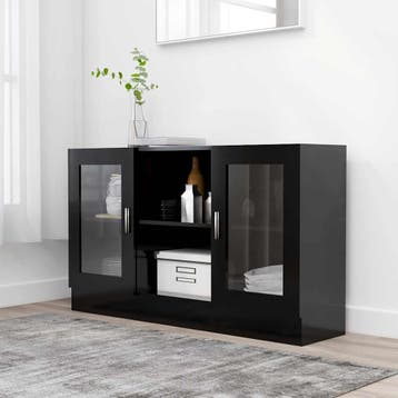 vidaXL Vitrinekast 120x30,5x70 cm bewerkt hout zwart, Minder dan 50 cm, Verzenden, Nieuw, Minder dan 100 cm