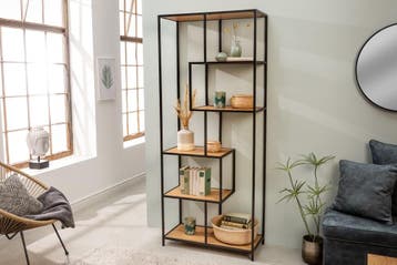industrieele boekenkast SLIM LINE 185cm wilde eik zwart zes, Ophalen of Verzenden, Nieuw