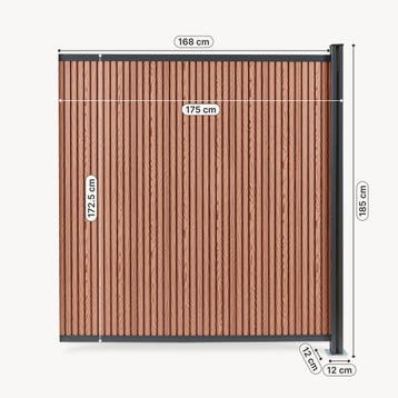 WPC schutting Grassano uitbreidingsset met paal 185x175 cm b, Verzenden, Nieuw
