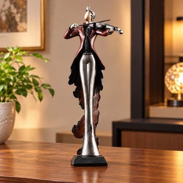 Beeldje - Vintage European Violinist Sculpture - Hars