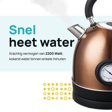 2dekans | MOA Waterkoker Retro EK3TC – 1,8L – RVS – BPA-Vrij, Ophalen of Verzenden, Zo goed als nieuw