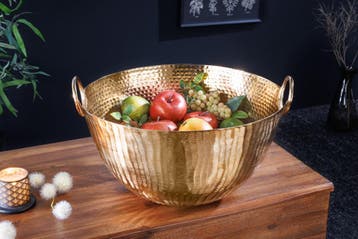 Handgemaakte decoratieve kom ORIENT 40cm goudkleurig metaal, Ophalen of Verzenden, Nieuw