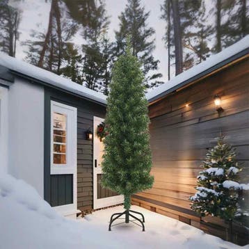 vidaXL Kunstkerstboom smal met standaard 270 cm PVC, Diversen, Verzenden, Nieuw