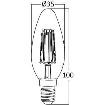 LED Lamp E14 Kaars Filament - Brinton - Amber 4W 360lm - 822, Ophalen of Verzenden, Nieuw, E14 (klein), Led-lamp